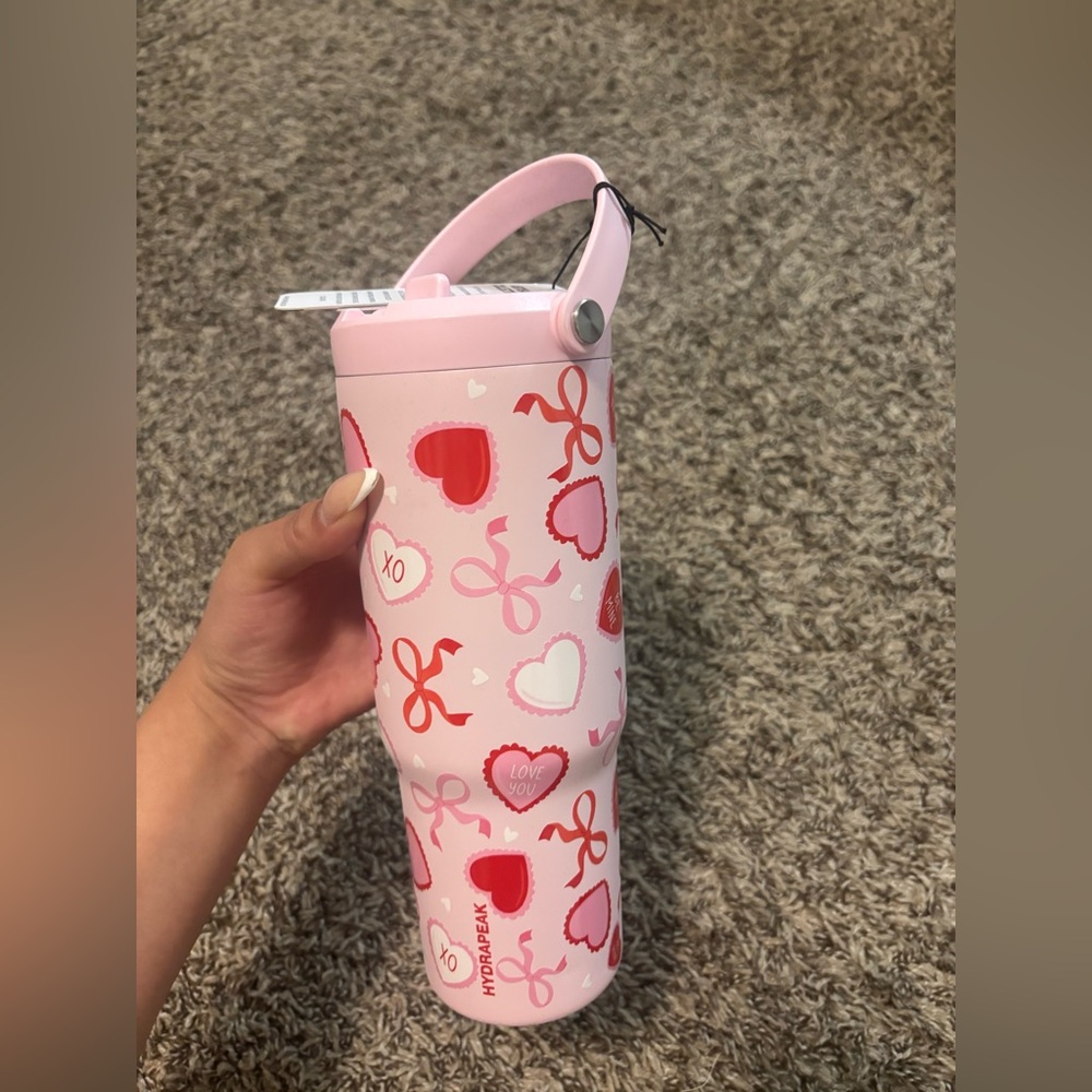 Pink Heart Pattern Insulated Tumbler - Hearts Design